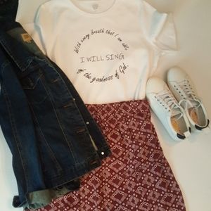 Burgundy/ Maroon Patterned Cato Skirt Large